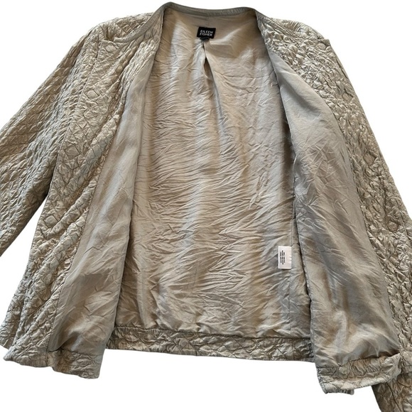 EILEEN FISHER QUILTED TUSSAH DIAMOND SILK MAGNETIC CLOSURE JACKET SIZE LARGE. - Picture 6 of 13